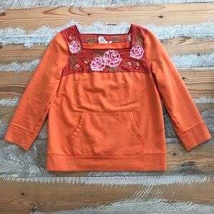 Anthropologie Embroidered Swearshirt